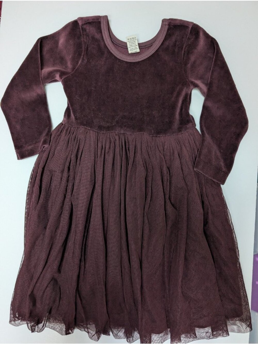 Kate Quinn 2T Organic Cotton Velour Tulle Dress Turnip Harvest Dark Purple
